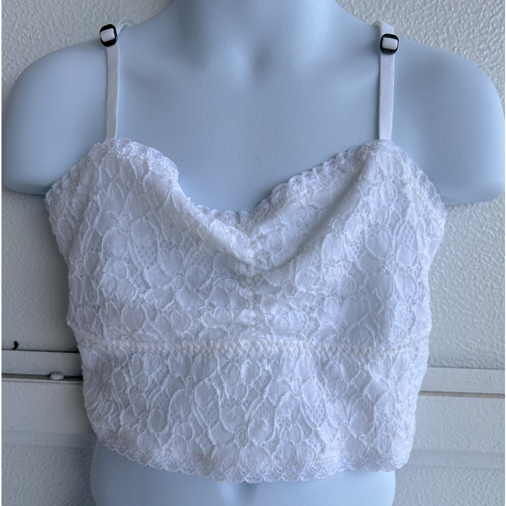 Abercrombie Kids Lace Bralette White Cross Back Adjustable Straps Girls Size XL